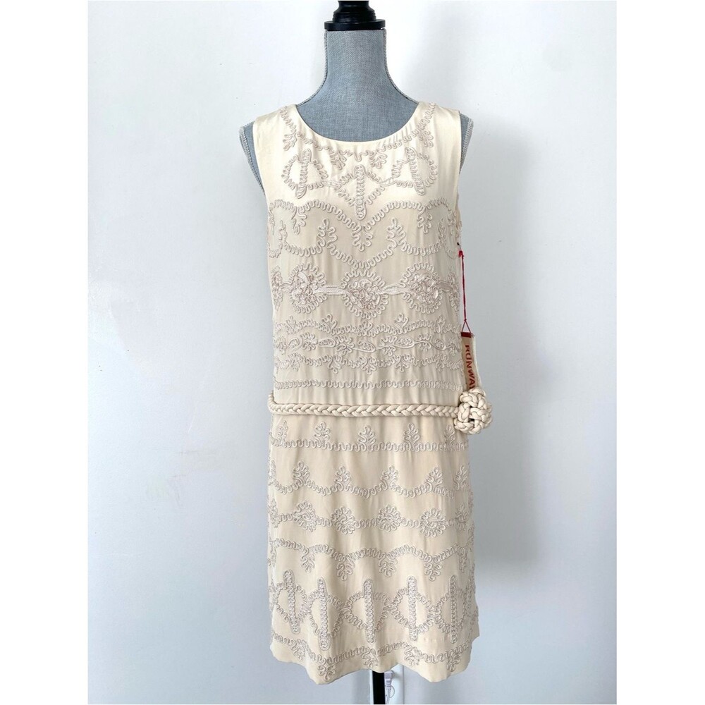BCBG MAXAZRIA Runway Cream Silk Mini Detailed Dress Sz S Victorian Chic Romantic